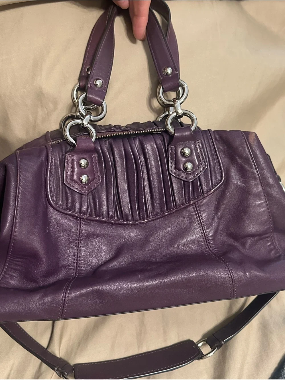Coach Plum leather Coach Ashley Leather Satchel Handbag